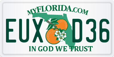 FL license plate EUXD36