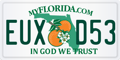 FL license plate EUXD53