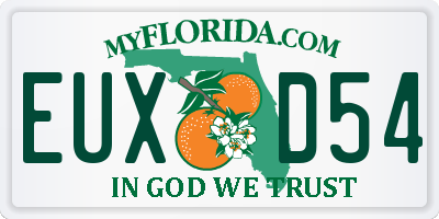 FL license plate EUXD54