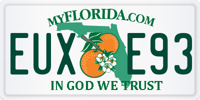 FL license plate EUXE93