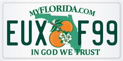 FL license plate EUXF99