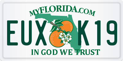 FL license plate EUXK19