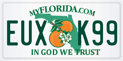 FL license plate EUXK99