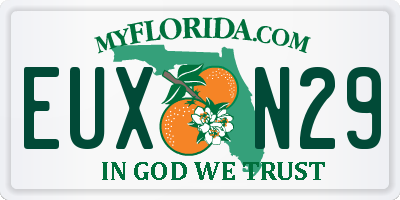 FL license plate EUXN29