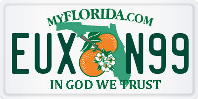 FL license plate EUXN99