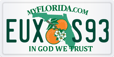 FL license plate EUXS93