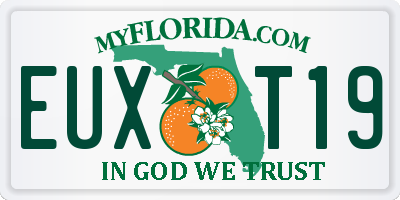 FL license plate EUXT19