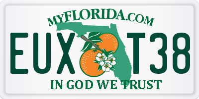 FL license plate EUXT38