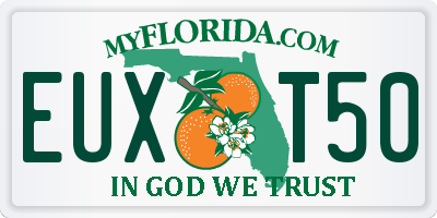 FL license plate EUXT50