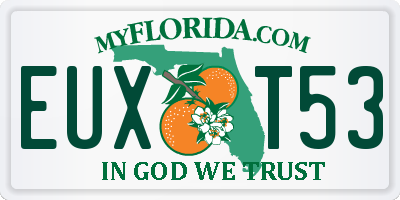FL license plate EUXT53