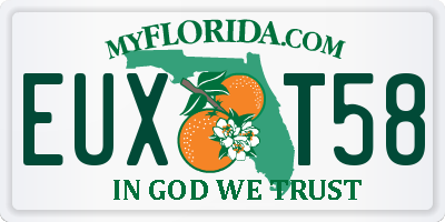 FL license plate EUXT58