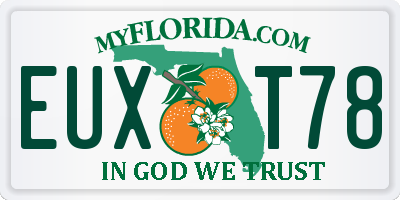 FL license plate EUXT78
