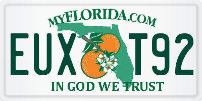 FL license plate EUXT92