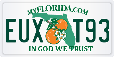 FL license plate EUXT93