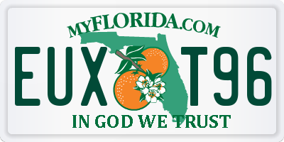 FL license plate EUXT96