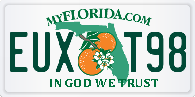 FL license plate EUXT98