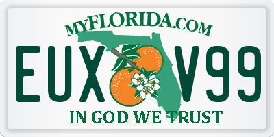 FL license plate EUXV99