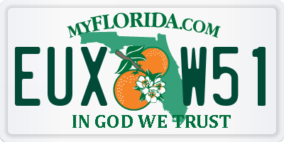 FL license plate EUXW51