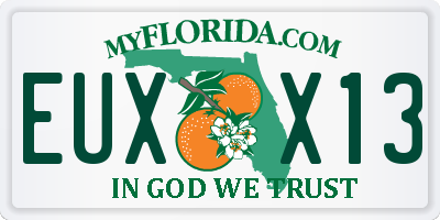 FL license plate EUXX13