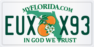 FL license plate EUXX93