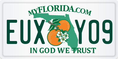 FL license plate EUXY09