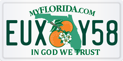 FL license plate EUXY58