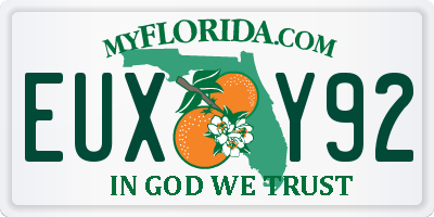 FL license plate EUXY92