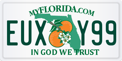 FL license plate EUXY99