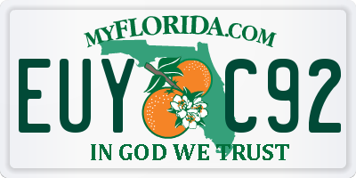 FL license plate EUYC92