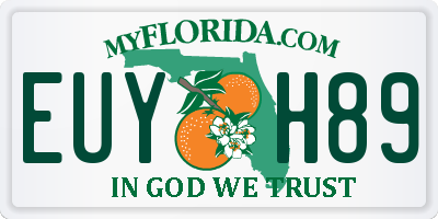 FL license plate EUYH89