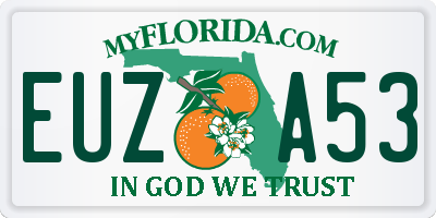 FL license plate EUZA53
