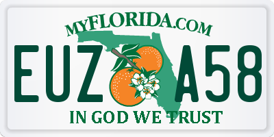FL license plate EUZA58