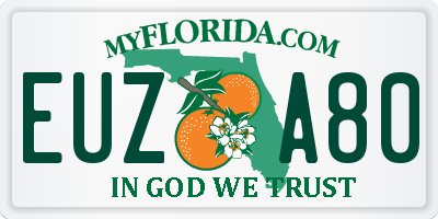 FL license plate EUZA80