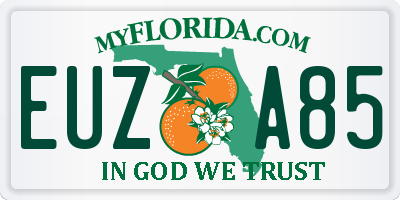 FL license plate EUZA85