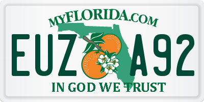 FL license plate EUZA92