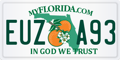 FL license plate EUZA93