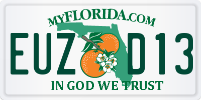 FL license plate EUZD13