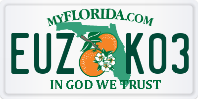 FL license plate EUZK03