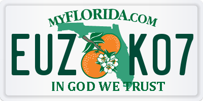 FL license plate EUZK07