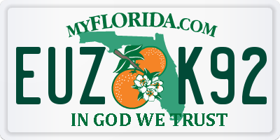 FL license plate EUZK92