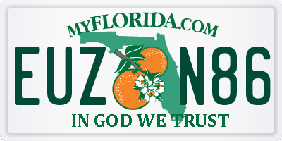 FL license plate EUZN86