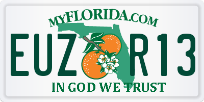 FL license plate EUZR13