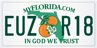 FL license plate EUZR18
