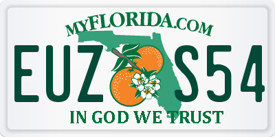 FL license plate EUZS54