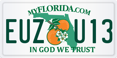 FL license plate EUZU13