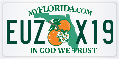 FL license plate EUZX19