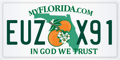 FL license plate EUZX91