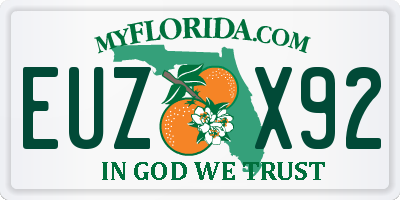 FL license plate EUZX92
