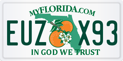 FL license plate EUZX93