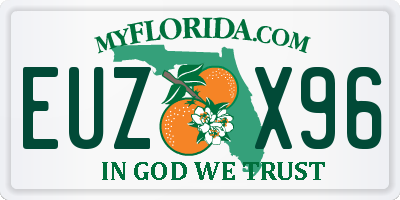 FL license plate EUZX96